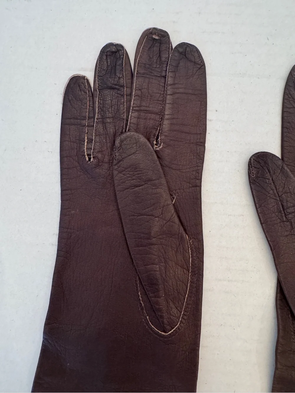Vintage Bambe Brown Leather Opera Gloves Long Made in Italy Size 7.5 Women